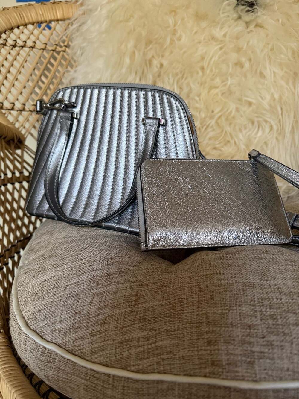 Kate Spade Patterson Drive Quilted Mini Dome Satchel and Wallet Set Silver - Picture 7 of 10